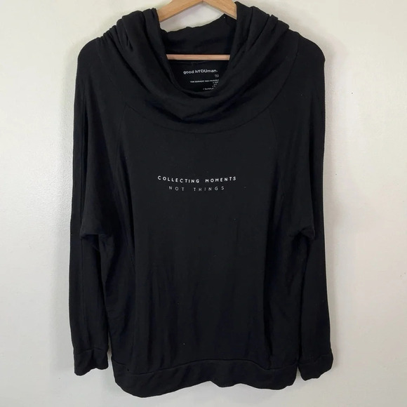 good hYOUman Tops - Good hYouman Bailey Collect Moements Not Things Cow Neck Hoodie